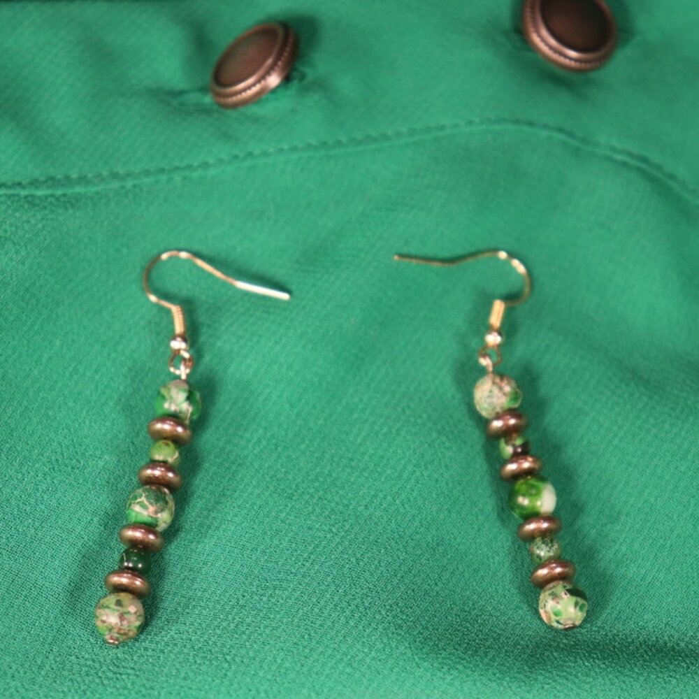 Handmade Green Bead Earrings